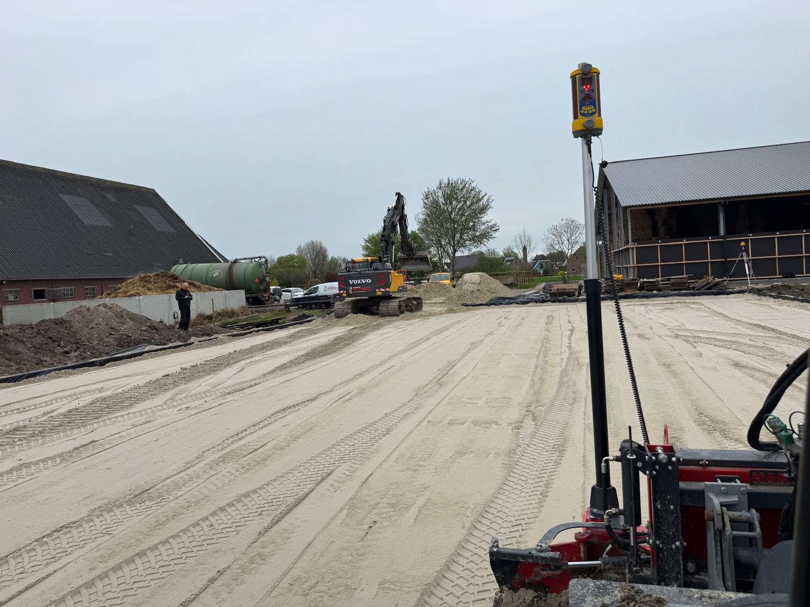 Zandbed levelen met GPS-gestuurde bak